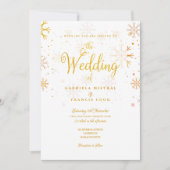 Invitation Noces élégantes de script d'hiver de flocons de ne (Devant)