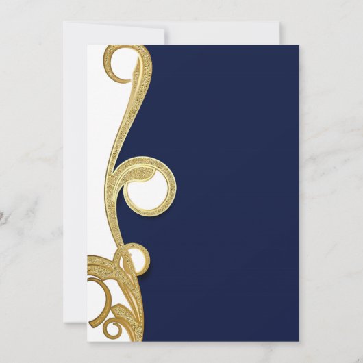 Invitation Noces Élégantes en Or Blanc et Bleu Marine (Dos)
