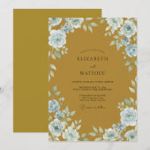 Invitation Noces Eucalyptus au feuillage bleu acier ocre (Devant / Derrière)