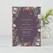 Invitation Noces Eucalyptus au feuillage rouille de prune (Debout devant)