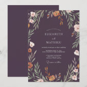 Invitation Noces Eucalyptus au feuillage rouille de prune (Devant / Derrière)
