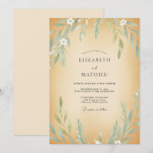 Invitation Noces Eucalyptus Feuillage Olive Ocre (Devant / Derrière)