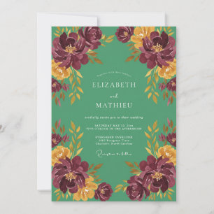 Invitation Noces Feuille de Prunier Jade