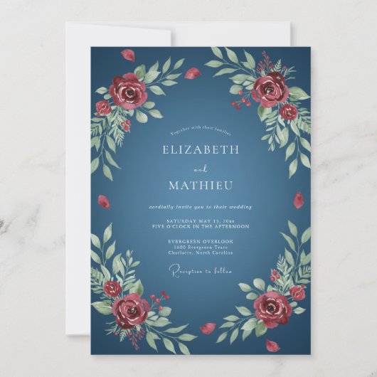 Invitation Noces Feuilles de Sable Écarlate (Devant)