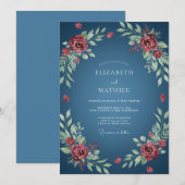 Invitation Noces Feuilles de Sable Écarlate (Devant / Derrière)