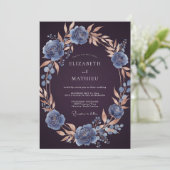 Invitation Noces Feuilleuses Acier et Prune (Debout devant)