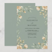 Invitation Noces feuilleuses de Celadon Cream (Devant / Derrière)