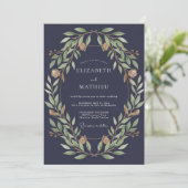 Invitation Noces Feuillues de Slate Doré (Debout devant)