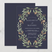 Invitation Noces Feuillues de Slate Doré (Devant / Derrière)