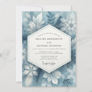 Invitation Noces Fleur Bleue Ardoise Givrée