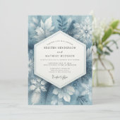 Invitation Noces Fleur Bleue Ardoise Givrée (Debout devant)