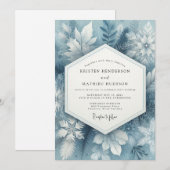 Invitation Noces Fleur Bleue Ardoise Givrée (Devant / Derrière)