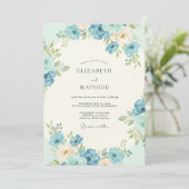 Invitation Noces Fleur Bleuet Azur (Debout devant)