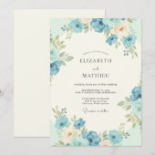 Invitation Noces Fleur Bleuet Azur (Devant / Derrière)