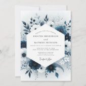 Invitation Noces Fleur Celeste Navy (Devant)