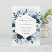 Invitation Noces Fleur Celeste Navy (Debout devant)