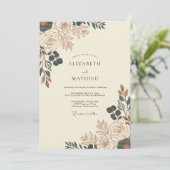 Invitation Noces Fleur d'Automne Ocre (Debout devant)