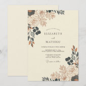 Invitation Noces Fleur d'Automne Ocre (Devant / Derrière)