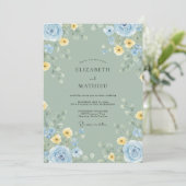 Invitation Noces Fleur de Beurre Celadon (Debout devant)