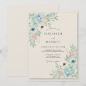 Invitation Noces Fleur de Maïs Céladon (Devant / Derrière)