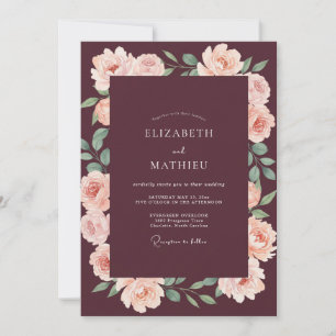 Invitation Noces Fleur de Pêcher Poussière de Prune