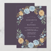 Invitation Noces Fleur de Prune Dorée Chaude (Devant / Derrière)