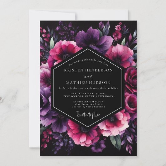 Invitation Noces Fleur de Prunier Nocturne (Devant)