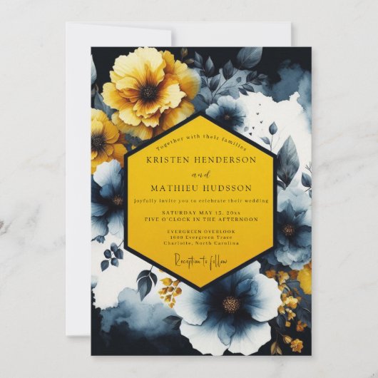 Invitation Noces Fleur de Safran Nocturne (Devant)