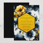Invitation Noces Fleur de Safran Nocturne (Devant / Derrière)