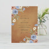 Invitation Noces Fleur de Saphire Ocre (Debout devant)