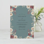 Invitation Noces Fleur de Slate Crimson (Debout devant)