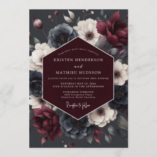 Invitation Noces Fleur de Vesper Ardoise Bourgogne