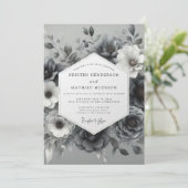 Invitation Noces Fleur Éthérée Gris Ardoise (Debout devant)