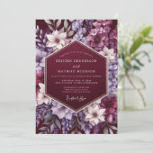 Invitation Noces Fleur Garnet Majestic (Debout devant)