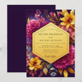 Invitation Noces Fleur Lumineuse de Prune (Devant / Derrière)