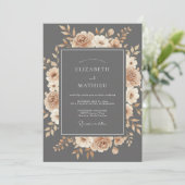 Invitation Noces Fleur Romance Slate Peach (Debout devant)