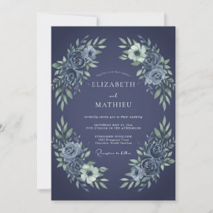 Invitation Noces Fleurie Argent Clair