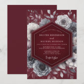 Invitation Noces Fleurie Argentée de Bourgogne (Devant / Derrière)
