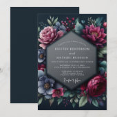 Invitation Noces Fleurie de Sureau Slate (Devant / Derrière)