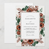 Invitation Noces Fleurie Sienne (Devant / Derrière)