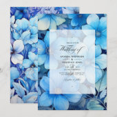 Invitation Noces Fleurie Teintes de Bleu (Devant / Derrière)