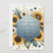 Invitation Noces Fleuries Jaune Doré Romantique (Devant)
