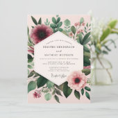 Invitation Noces Fleurs de Teint Bourgogne (Debout devant)