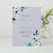 Invitation Noces Fleurs Vertes Rustiques Bohème Nuage Gris (Debout devant)