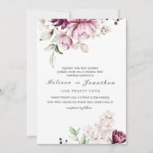 Invitation Noces Florales de Pivoines Rose Bourgogne (Devant)