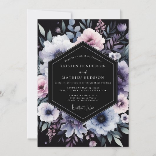 Invitation Noces Florales Nocturne Pervenche (Devant)