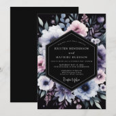 Invitation Noces Florales Nocturne Pervenche (Devant / Derrière)