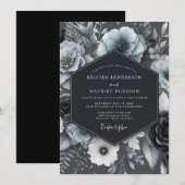 Invitation Noces Flore Crépuscule Ardoise (Devant / Derrière)