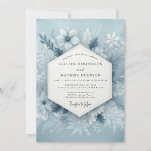 Invitation Noces givré bleu ardoise