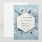 Invitation Noces givré bleu ardoise (Devant / Derrière)